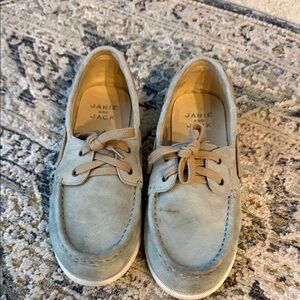 Janie and Jack big kid Gray/olive greenish Boat Shoes